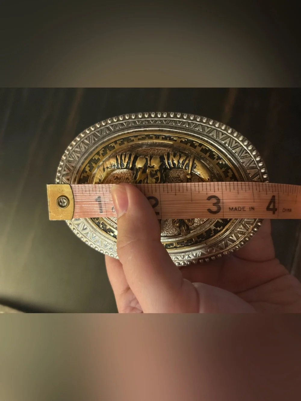 Crumrine Silver and Bronze Steer Belt Buckle